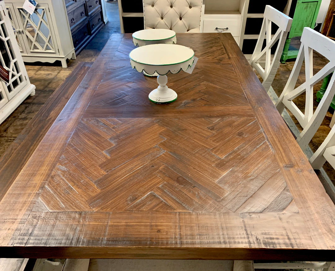 Nolan Herringbone Deconstructed X 7 piece Dining Table Set