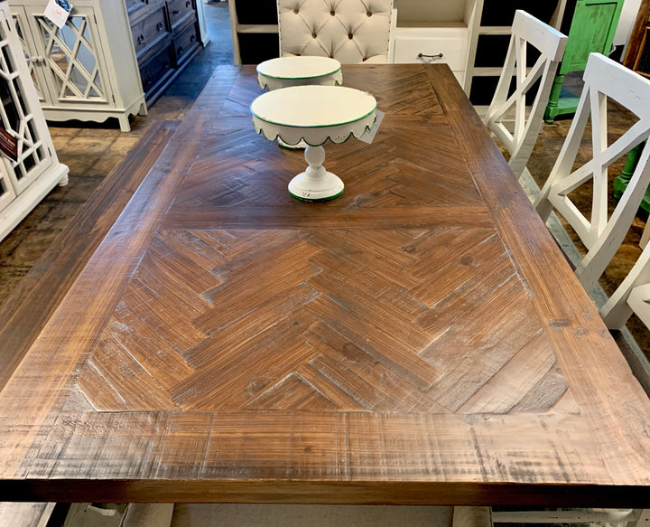 Nolan Herringbone Deconstructed X 7 piece Dining Table Set