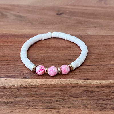 Pink Stone & Beaded Bracelet