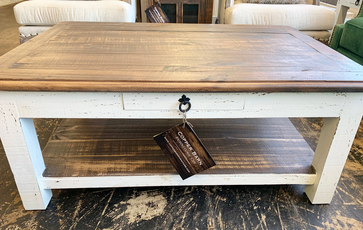 Chloe Distressed White 3 piece coffee table set